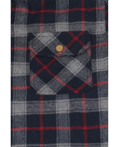 Image of ZENTHACE Men's Quilted Lined Hooded Plaid Jacket,Zipper & Snap Closure