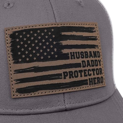 Image of Fathers Day Dad Papa Gifts from Daughter Son Wife, Unique Men's Hat for Dad Grandpa Husband, Leather Pattern Baseball Cap