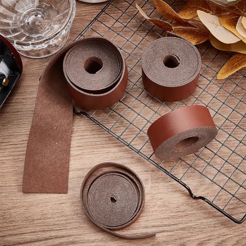 GORGECRAFT 25mm Wide Leather Strips 200cm Long Imitation Leather Strap 1.2mm Thick Flat Cord Lychee Grain Threads Rope for DIY Crafts Jewelry Making Belt Furniture Handles - Image 4