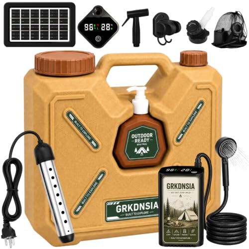 Ducha portátil con calentador, carga solar USB, depósito de agua apto para alimentos, bomba de ducha portátil 6000mAh y calentador de inmersión 1500W con apagado automático para exteriores, camping y senderismo miniatura 1