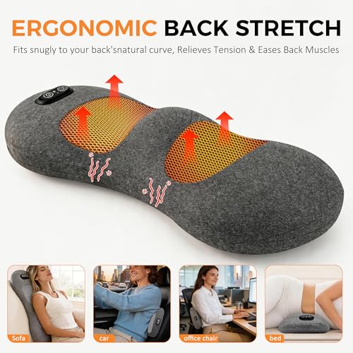 WEEIXPTI Cordless 4 in 1 Lower Back Massager, Triple Fusion Back Massager - Heat, Vibration and Traction, 2600mAh Rechargeable Portable Electric Lumbar Pillow - image 3