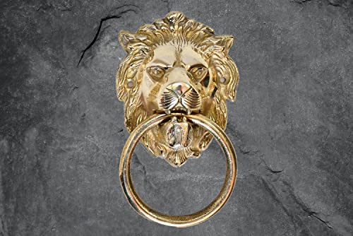 Antiqueex Door Accessories Decorative Vintage Brass Lion Door Knocker Shinny Brass Front Door With Unique Design Home And Office 7'' Inches #TOP5
