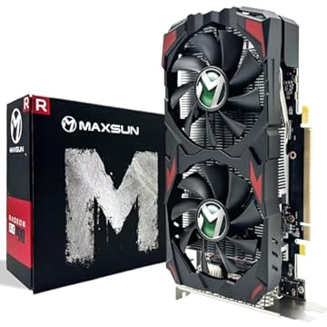 maxsun Placa de vídeo AMD Radeon RX580, placa de vídeo de 8 GB 2048 SP GDDR5 de 256 bits para jogos de PC com HDMI 2*DP Express x 16 3.0 Dual Fans Placa de vídeo para jogos
