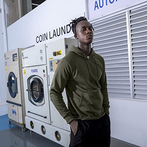 Toloer Men's Hoodies Pullover Slim Fit Solid Color Sports Outwear Sweatshirts Army Green Medium #TOP3