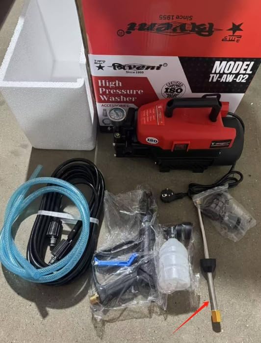 Image of High Pressure Washer TV-02, Electric Power Cleaner with Accessories, Red and Black