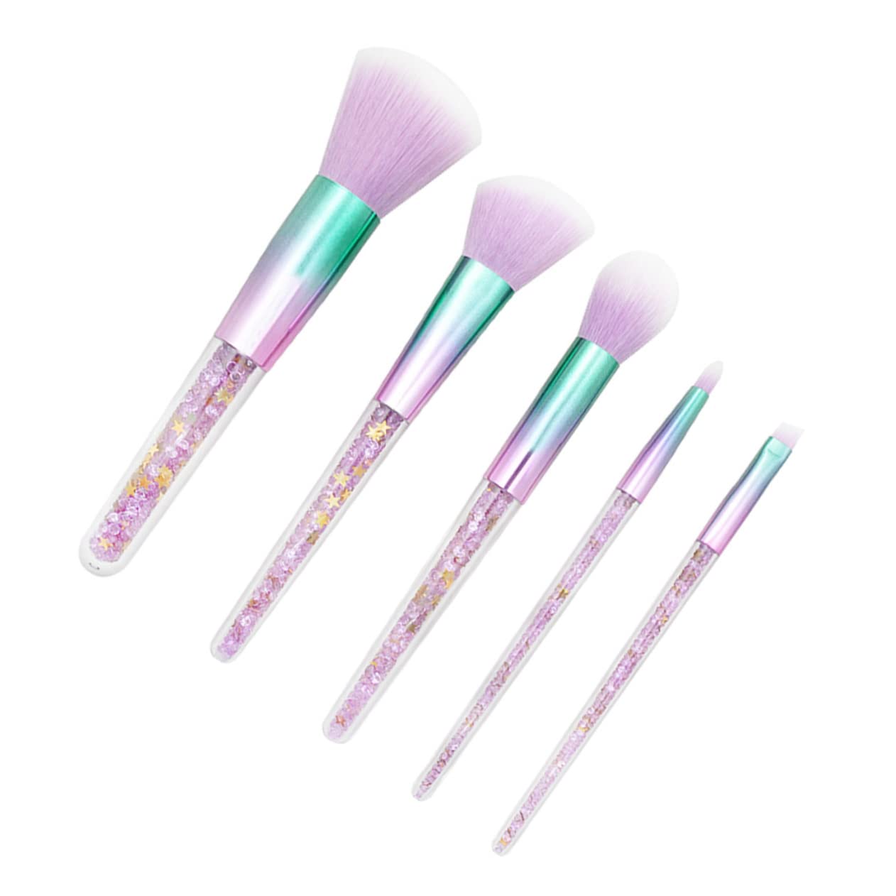 Healeved 15piezas Kit De Pinceles De Maquillaje Profesional Para Mujeres Brochas Para Base Líquida Polvo y Cejas Accesorios De Cosmética Mango Transparente y Cerdas Suaves