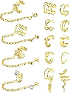 MILACOLATO 14Pcs Ear Cuff Earrings Chain Earrings Helix Cartilage Clip On Wrap Earrings Non-piercing Cartilage Adjustable Ear Cuff Earrings Set Fashion Jewelry for Women
