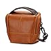 Produktbild DOMISO Synthetisches Leder Kameraetui Schultertasche für Systemkamera Sony A6500 A5100 / Canon EOS M6 M5 800D 70D / Panasonic Lumix DMC GX80 GF7 / Nikon 1 J5 / Olympus OM-D E-M1 Mark II, Braun