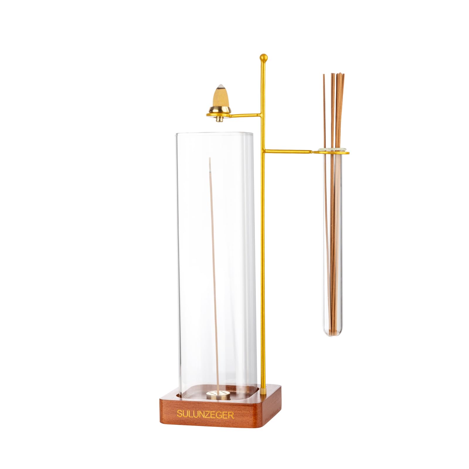 Incense Holder, Oud Burner Holder with Removable Glass Cover and Incense Storage Tube, Incense Sticks Holder for Yoga Spa Madiation Relaxation, Home Decor