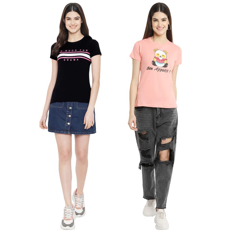 Image of Preneum Women's Letter Print Regular Fit T-Shirt
