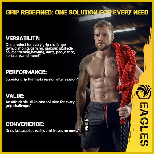 Pro Grade Liquid Chalk (60 ML) Mess-Free Chalk for Weightlifting, Gymnastics Rock Climbing, Dancing, Pole Grip - Sports & Workout Chalk - Sweat-Resistant Long Lasting for Stronger Grip Gym Accessories
