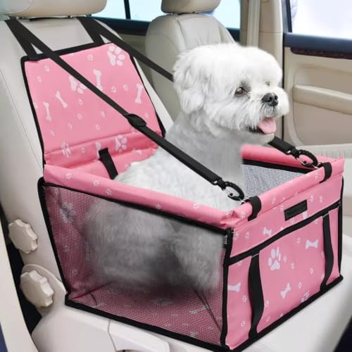 Assento Pet Cadeirinha Cadeira Booster Banco Carro para Cães e Gatos (Padrão Rosa, tamanho médio)
