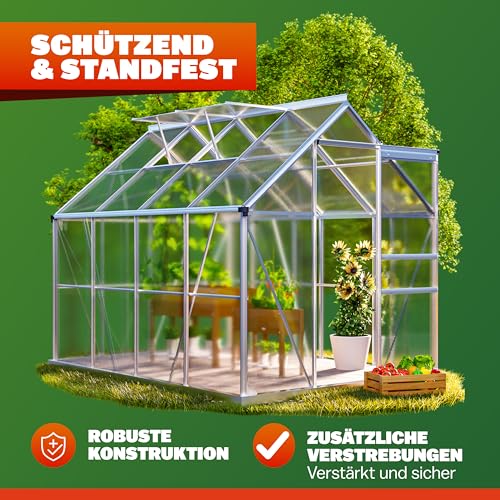 Gardebruk Gewächshaus Aluminium 4,8 m² mit Dachfenstern