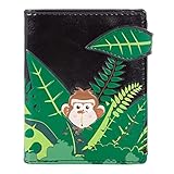 Shagwear Junge-Damen Geldbörse, Portemonnaie Designs Hängender AFFE mit Druckknopf Verschluss portmonee mädchen Teenager - Schwarz