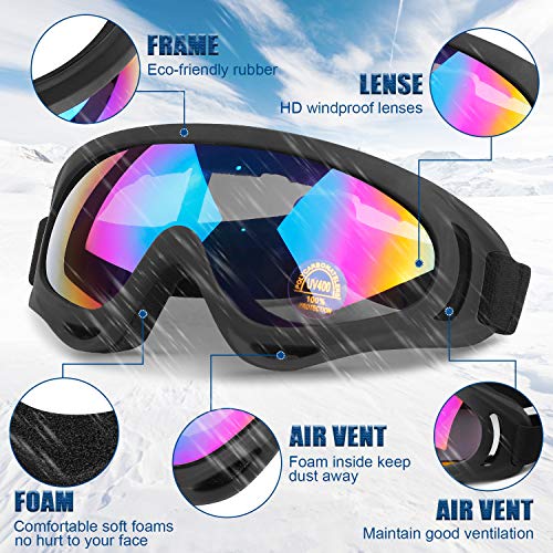 Dapaser 4 Pack Ski Goggles, Snowboard Goggles For Adults Men Women Youth Kids Boys Girls, Soft Motorcycle Atv Winter Sport Goggles With Anti Fog Glare Uv 400 Protection, Wind Resistance Snow Goggles… #TOP1