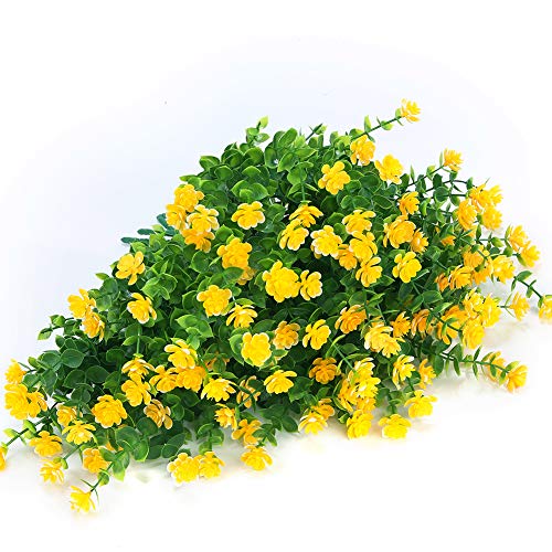 Artbloom 6 Bundles Outdoor Artificial Flowers Uv Resistant Fake Boxwood Plants, Faux Plastic Greenery For Indoor Outside Hanging Plants Garden Porch Window Box Home Wedding Farmhouse Decor (Yellow) #TOP3