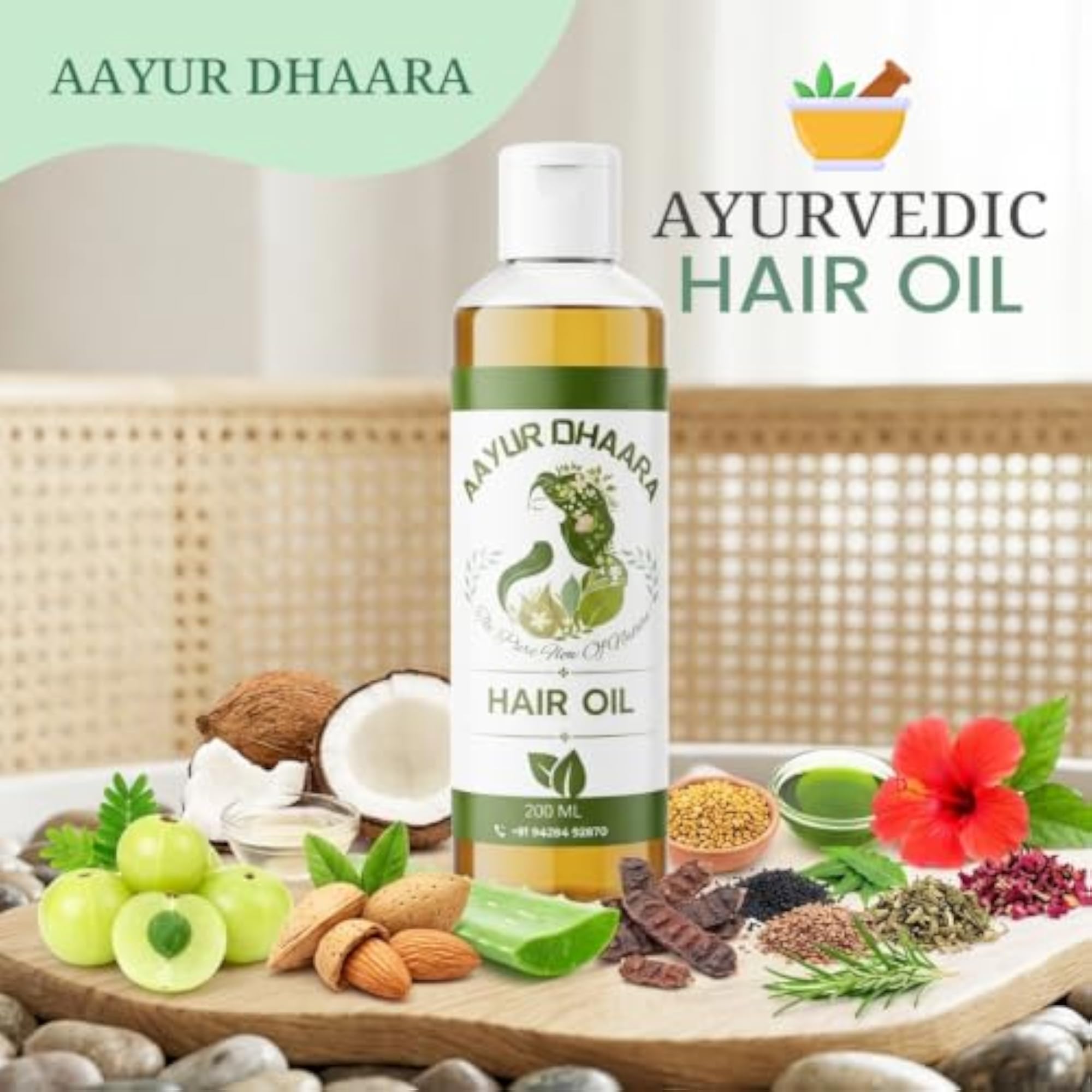 Aayur Dhaara Herbal Hair Oil 200ml, Nourishing Formula