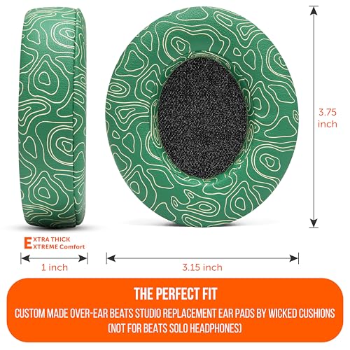 Image of WC Wicked Cushions Replacement Ear Pads for Beats Studio 2 & 3 (B0501, B0500) Wired & Wireless | Does NOT Fit Beats Solo | Softer PU Leather, Enhanced Foam & Stronger Adhesive | Emerald Tide