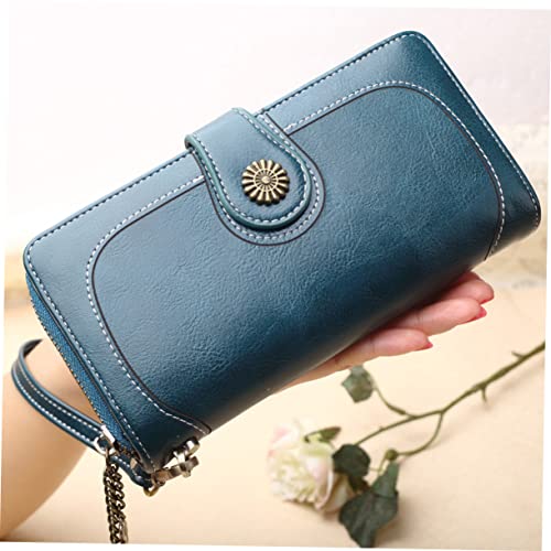 SAFIGLE Oil Wax Leather Women's Handheld Wallet Triple-Fold Zipper Purse Long Multi-Card Slots Clutch for Ladies Stylish Phone Bag for Travel2