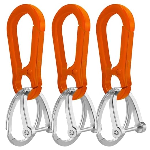 Yebongda Chaveiro de liga de zinco, pacote com 3, porta-chaves, organizador, porta-chaves, clipe para homens e mulheres, laranja e vermelho, Laranja, vermelho, P