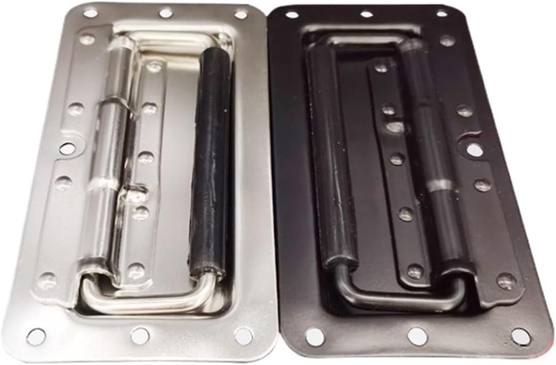 LS504-3 Square Concealed Embedded Toolbox Side Black Handle with Rubber Sleeve 1Pcs(Iron)