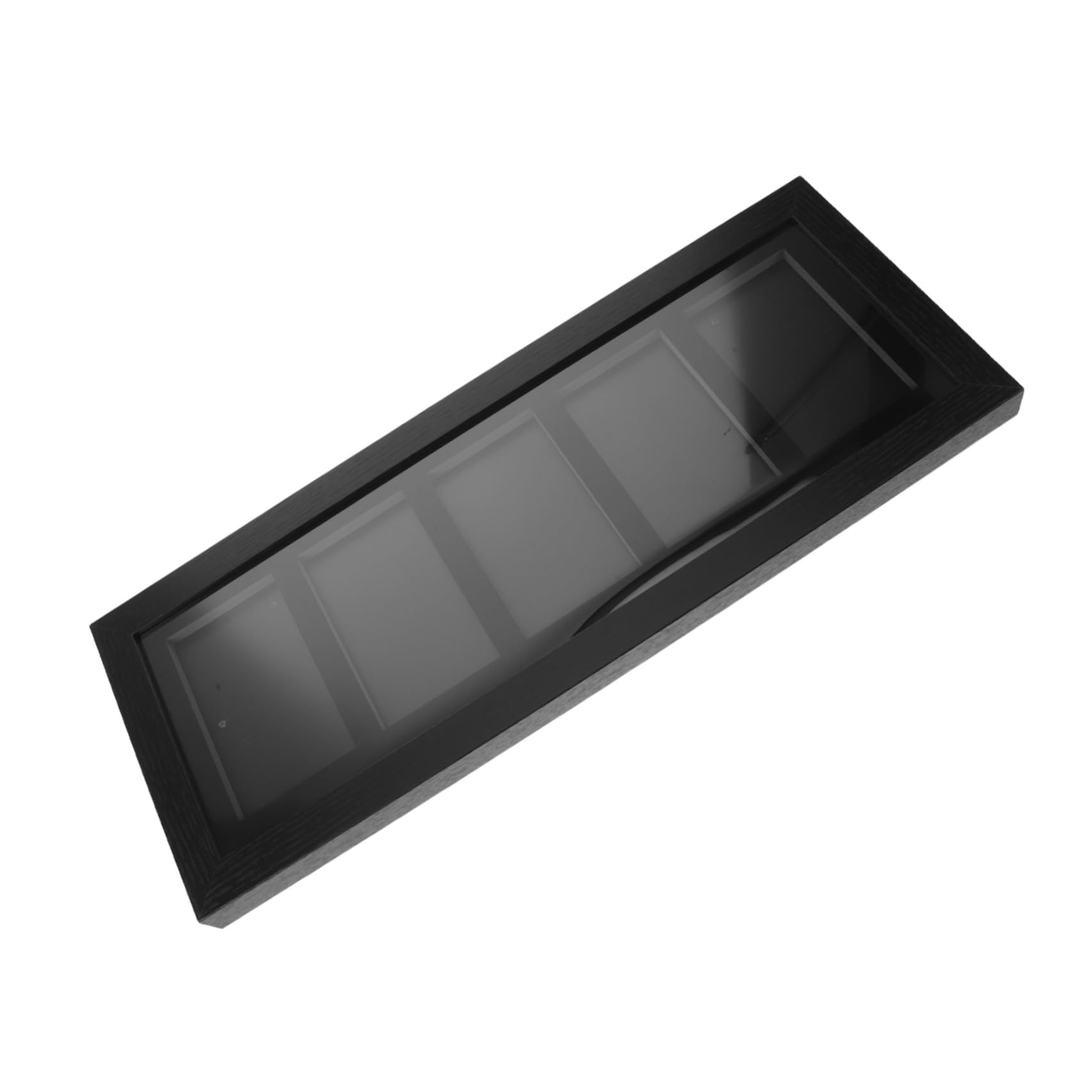 Trading Card Display Holder con 5 Scomparti, Struttura a Rilascio Rapido, Fibra di Legno Nero, per Esposizione di Sports Cards