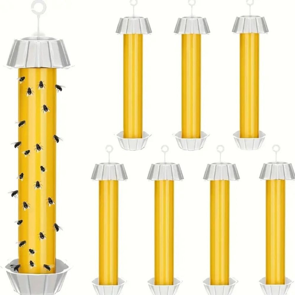 Fly Trap Tubes Outdoor, Sticky Fly Catchers for Fruit Flies & Gnats, Flying Insect Catcher for Patio Garden Kitchen, Disposable Adhesive Yellow Tubes