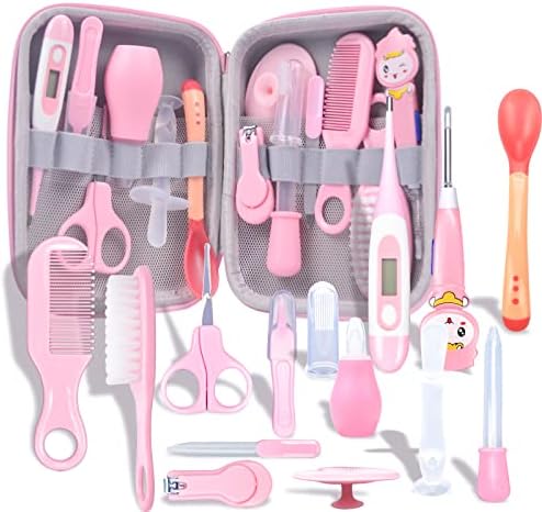 Baby Grooming Kit Newborn, MKNZOME 14pcs Baby Essentials Portable Baby Healthcare Kit with Storage Case Baby Care Kit Nursery Baby Nail Kit for Newborn Infant Toddler Healthcare & Grooming
