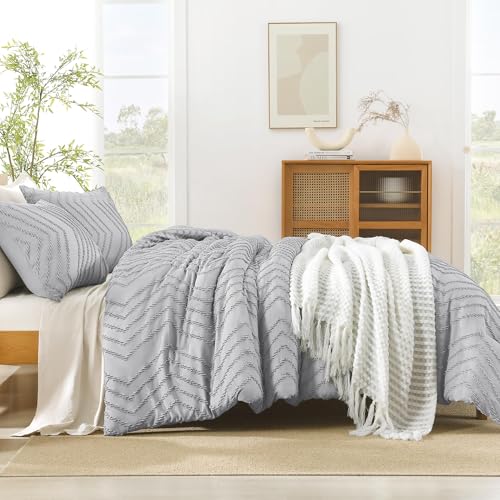 Image of Litanika 3 Pcs Light Grey Boho Oversized Super King Plus Comforter Set