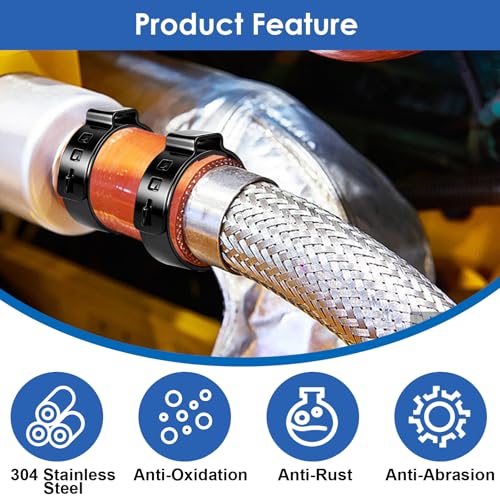 Image of 62Pcs 7 Sizes 304 Stainless Steel Black Single Ear Hose Clamps 6-23.5mm Crimp Hose Clamps Assortment Kit Perfect for Automotive /Home Appliance /Water Pipe and Fuel Line