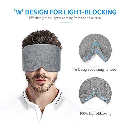 Handmade Cotton Sleep Mask - New Design Light Blocking Sleeping Eye Mask Soft and Comfortable Eye Shape Blinder Blindfold Airplane with Pouch for Nap Sleeping Travel for Women Men Kids(Gray Modal)