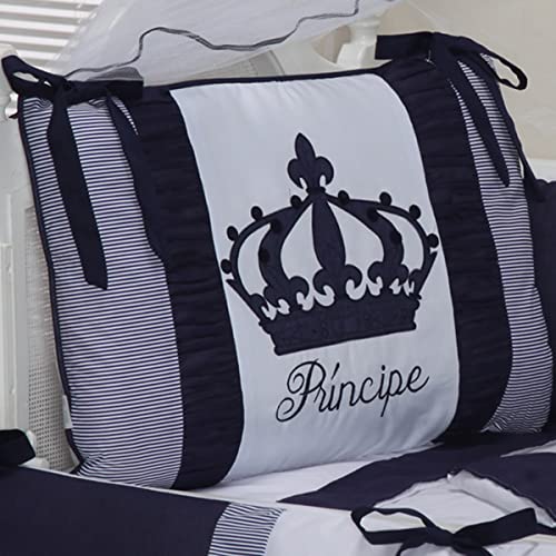 Kit Berço Menino Imperial Azul Marinho Pingo de Gente 9 Peças