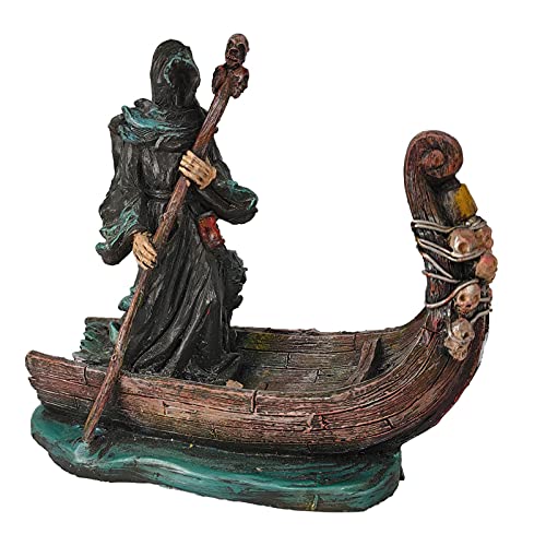 abcd123 Statue en résine, Ornements Brillants de passeur des enfers, Ferry de Barque de Dieu de la Mort avec Lanterne, Accessoires de décoration pour la Maison Ornements de Chambre de Vacances Cover