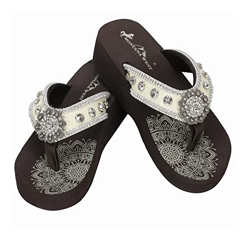Montana West Aztec West Women Flip Flops Wedges Sandals For Women Dressy And Bling Sandals Wedge Sandals For Women Fba-Se112-S001Wt-7 #TOP10