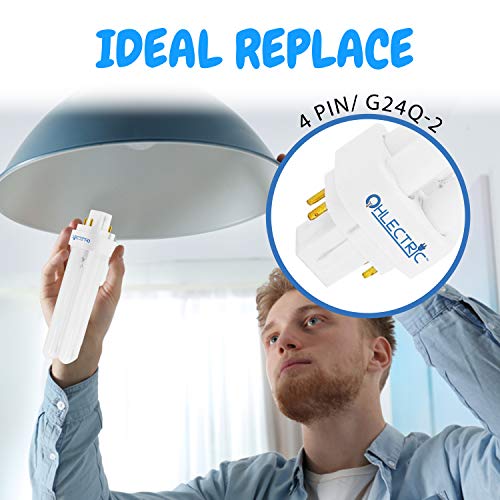 Ohlectric 18-Watt Fluorescent Lamps With End-Of-Life Protection - G24Q-2 Base Light Bulb - Double Tube Compact Fluorescent Lamps - 12,000 Hours Average Rated Life - 3500K Color - Pack Of 4 - Ol-41943 #TOP3