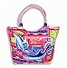 Waterproof Dolphin Design Canvas Beach Tote Bag Zipper Closure with Wood Balls 21 X 15 X 6"