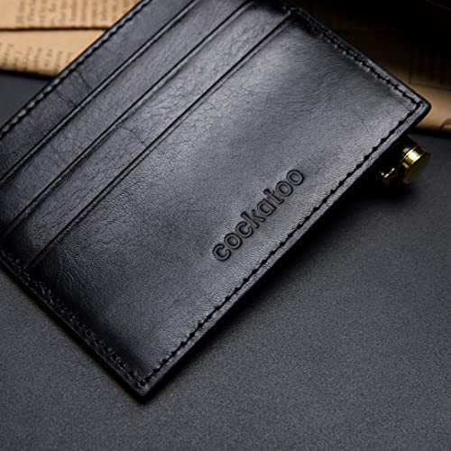 Cockatoo Slim Minimalist Leather Wallet, Front Pocket Wallets Credit Card Holder/Slim Front Pocket Wallet, Card Case Wallet (BLACK/YELLOW)3