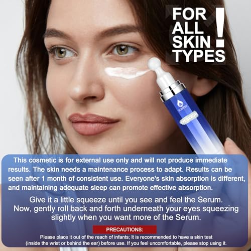 Poeroes Eye Serum With 8% Caffeine 8% Retinol Hyaluronic Acid Niacinamide Peptides For Puffy Eye Bags Fine Lines Dark Circles Wrinkles, Under Eye Cream With 360° Eye Roller Massage Ball thumb #6