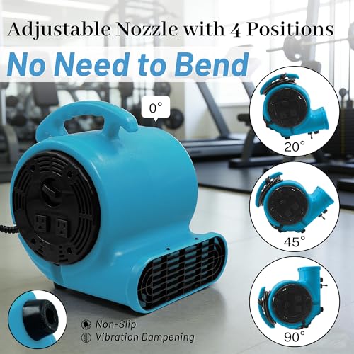 dreamdragon Air Mover Blower Fan 200W 1/4hp 1000CFM 3 Speed Floor Fan Carpet Dryer Utility Room Blower for Fast Drying, Cooling & Air Circulation by dreamdragon - Image 3