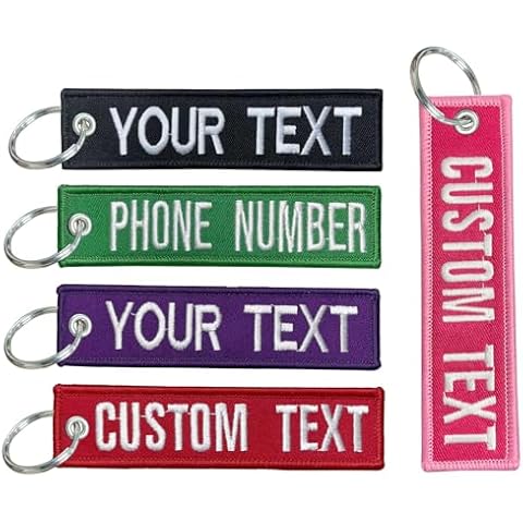 QJS PATCH Customzied Keychain,Personalized Key chain,Colored Key Tag, Double Sided Embroidery Keychain Tag with Text/Number，Key Ring Accessories for Motorcycles,Scooters,Cars and Gifts Cover
