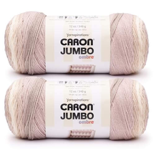 Caron CAR Jumbo Ombre Carrara Marble Yarn - 2 Pack of 340g/12 oz - 100% Acrylic - #4 Worsted (Medium) - 595 Yards - Knitting/Crochet