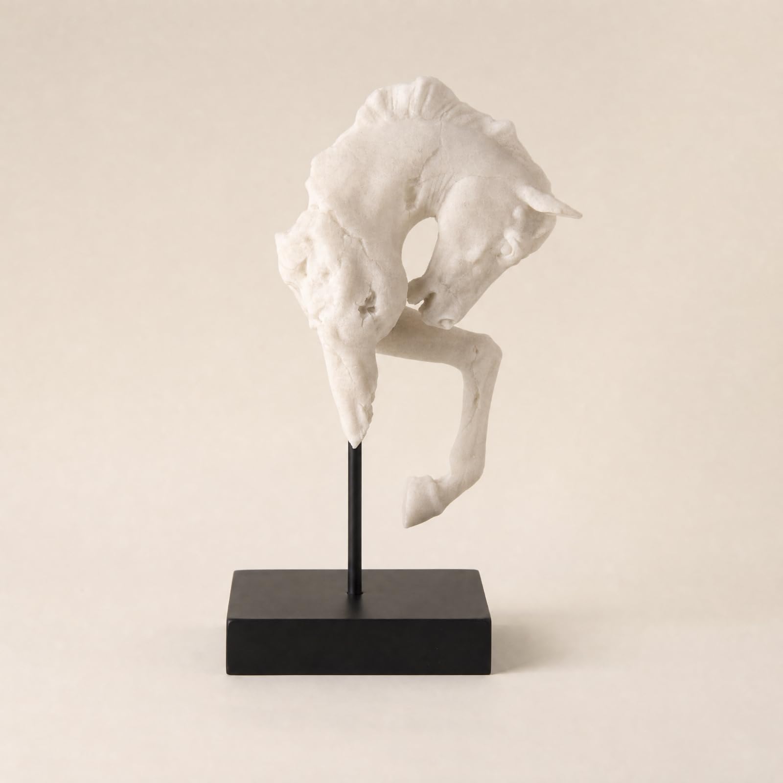 LOVIVER Figurine Équestre en Céramique Crème Fait Main Sculpture en Céramique Texturé Sculpture pr Bureau, sans Base