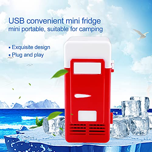 Ejoyous Mini Kühlschrank, LED USB kleiner Kühlschrank tragbarer Kühler/Heizung für Auto, Büro oder Zuhause (Rot)