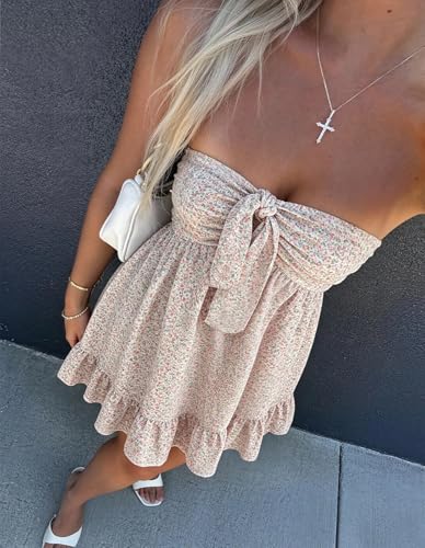 Image of EG CHRIS G Summer Dresses for Women Strapless Tube Top Mini Dresses Beach Boho Sundress 2025