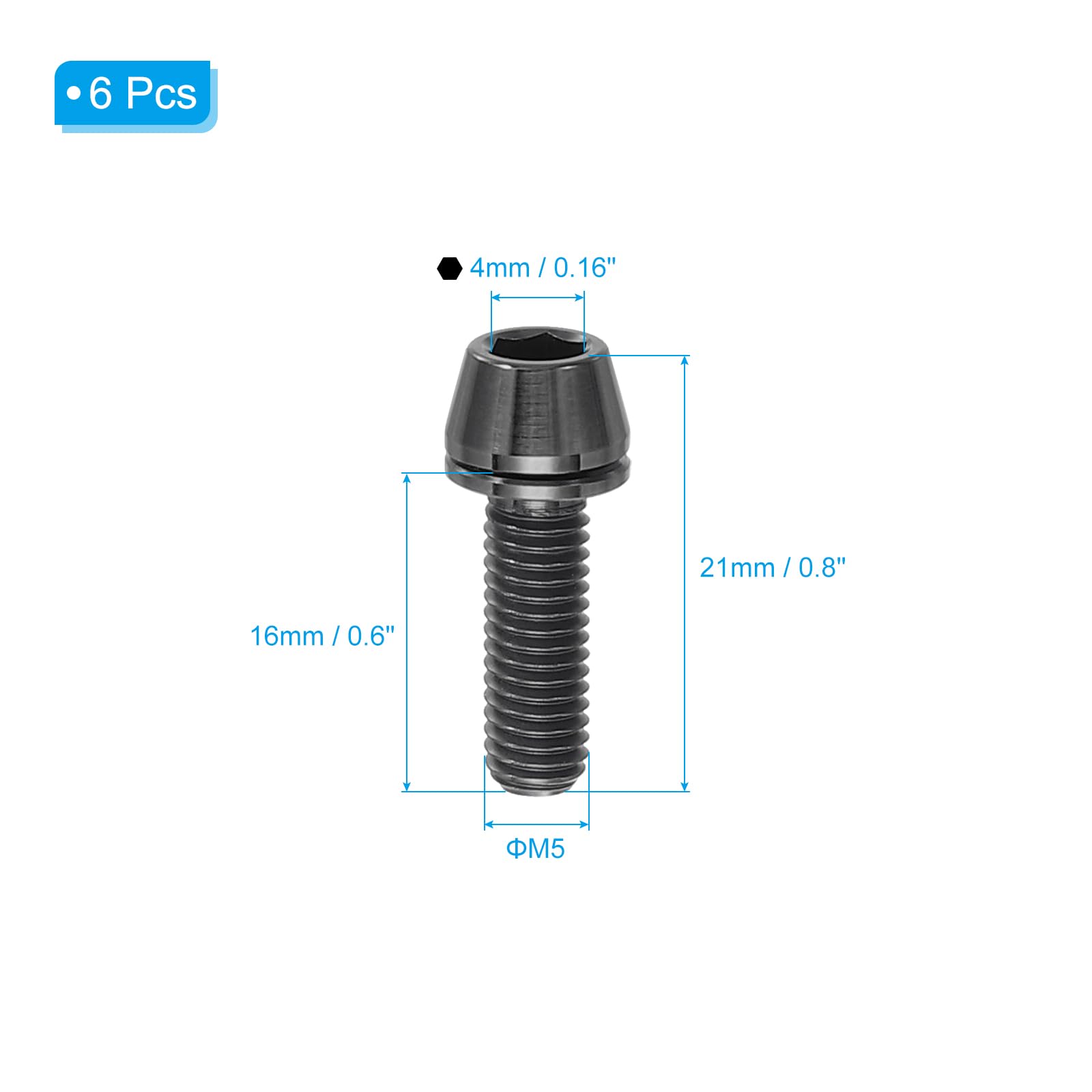 PATIKIL M5x16mm Titanium Bicycle Stem Bolt - Image 2