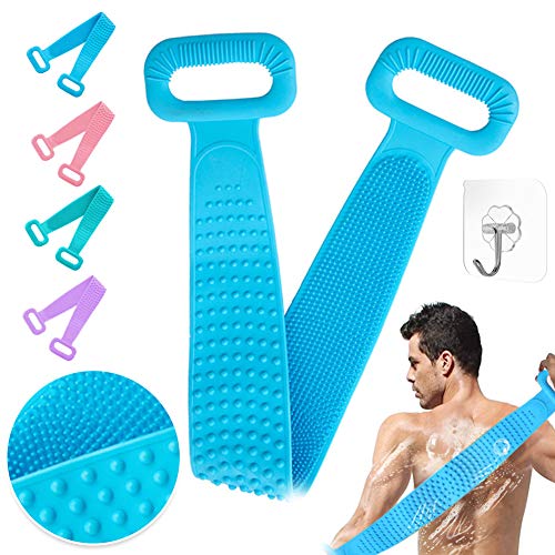 Spazzola Schiena Doccia in Silicone,Spazzola Bagno Schiena in Silicone,Scrubber Esfoliante, Scrubber Posteriore,Spazzola da Bagno in Silicone adatta (blu)