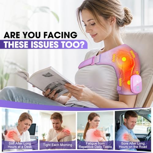 Image of Cordless Shoulder Heating Pad with Massage, Shoulder Massager with Heat