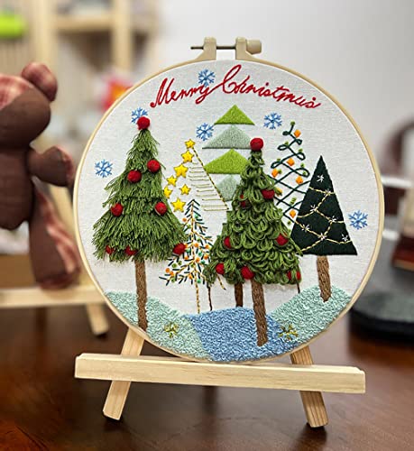 Image of Gogobear Christmas Evergreen Tree Pattern Christmas Decoration Painting Handmade Embroidery DIY Material Kit for Beginners