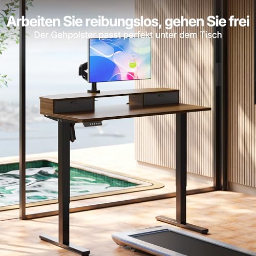 HUANUO Höhenverstellbarer Schreibtisch 100x60 cm mit Schubladen – Ansicht 3