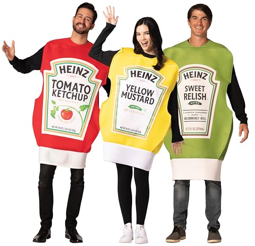 Rasta Imposta Heinz 3 Pack Ketchup Mustard & Relish Group Halloween Costume Men and Women Adult One Size